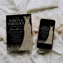 Zwarte Golden Dress Womans 30e verjaardag Kaart