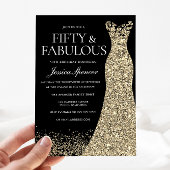 Zwarte Golden Dress Womans 50e verjaardag Kaart