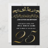 ZWARTE GOLDEN ELEGANT INVITATIE VOOR UW GROTE DAG KAART (Voorkant)