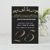 ZWARTE GOLDEN ELEGANT INVITATIE VOOR UW GROTE DAG KAART (Staand voorkant)