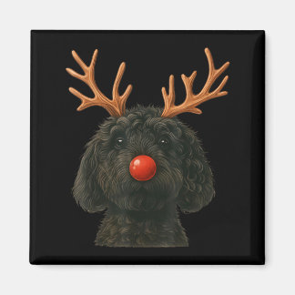 Zwarte Goldendoodle Kerstverlichting Sinterklaas H Magneet
