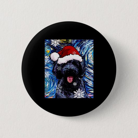 Zwarte Goldendoodle Labradoodle Kerstman Hond Kers Ronde Button 5,7 Cm (Voorkant)