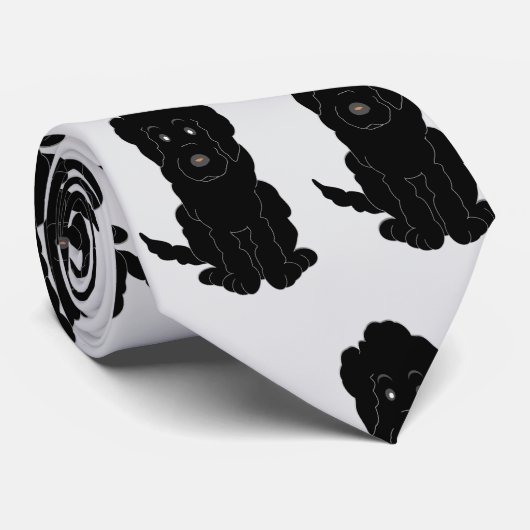 Zwarte Goldendoodle Ontwerp Elke Kleur Achtergrond Stropdas (Opgerold)