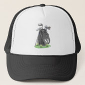 Zwarte Golf Initiaal Monogram Trucker Pet (Voorkant)