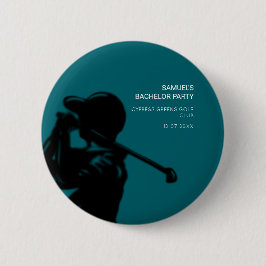 Zwarte golfer Golfreis vrijgezellenfeest minimalis Ronde Button 5,7 Cm