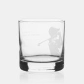 Zwarte golfer Golfreis vrijgezellenfeest minimalis Whisky Glas (Rechts)