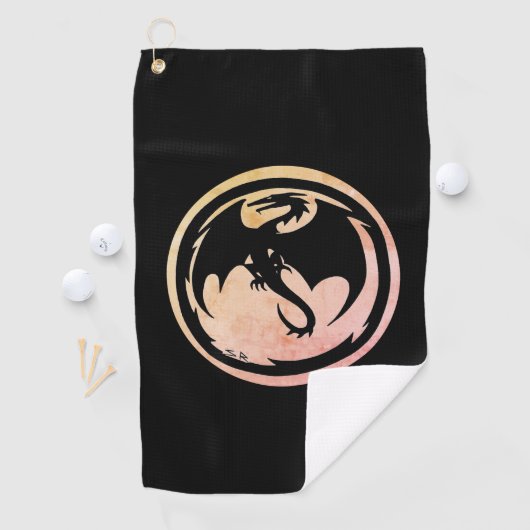 Zwarte golfhanddoek voor Dragon (Insitu)