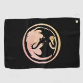 Zwarte golfhanddoek voor Dragon (Horizontaal)