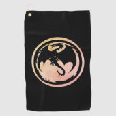Zwarte golfhanddoek voor Dragon (Voorkant)