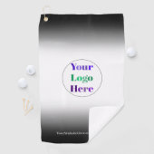 Zwarte golfhanddoeken met logo, geen minimum golfhanddoek (Insitu)