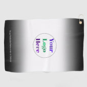 Zwarte golfhanddoeken met logo, geen minimum golfhanddoek (Horizontaal)