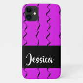 Zwarte golvende lijnen op paars Case-Mate iPhone case (Achterkant)