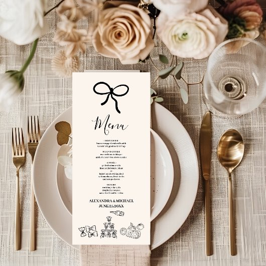 Zwarte Golvende Whimsical Italiaanse Doodle Bruilo Menu