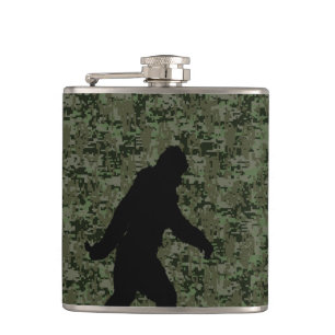 Zwarte Gone Squatchin Woodland Digitale Camouflage Heupfles