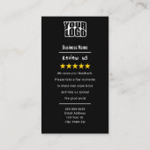 Zwarte Google Review Sjabloon met QR Code Link Visitekaartje (Achterkant)