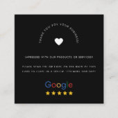 Zwarte Google Reviewen Custom Business Logo QR Cod Vierkante Visitekaartje (Voorkant)
