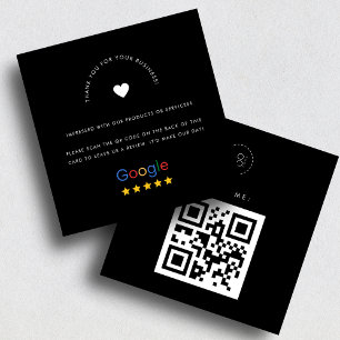 Zwarte Google Reviews Aangepaste Zakelijke Logo QR Vierkante Visitekaartje