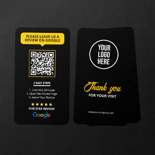 Zwarte Google Reviews QR Code Bedrijfsreview Link Visitekaartje