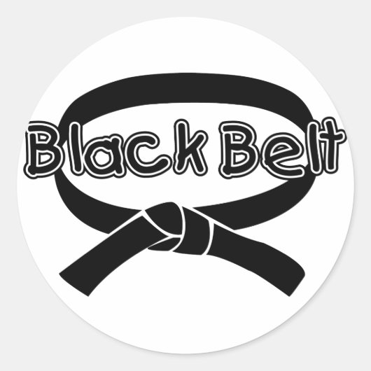 Zwarte gordel 2 ronde sticker (Voorkant)