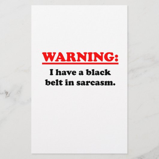Zwarte gordel in Sarcasm Briefpapier (Voorkant)