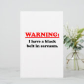 Zwarte gordel in Sarcasm Briefpapier (Staand voorkant)