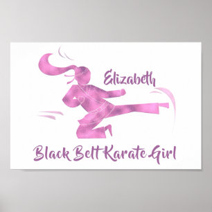 Zwarte gordel Karate Girl Pink Paarse Modern Chic Poster