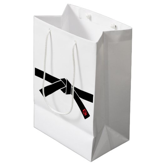 Zwarte gordel, martial Arts Medium Cadeauzakje (Voorkant Gekanteld)