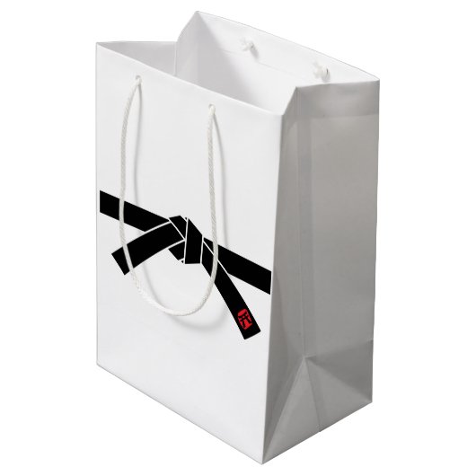 Zwarte gordel, martial Arts Medium Cadeauzakje (Achterkant Gekanteld)