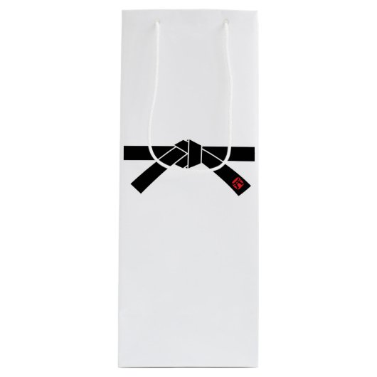 Zwarte gordel, martial Arts Wijn Cadeautas (Voorkant)
