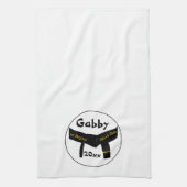 Zwarte gordel met keukenhanddoek, eerste graad theedoek (Verticaal)