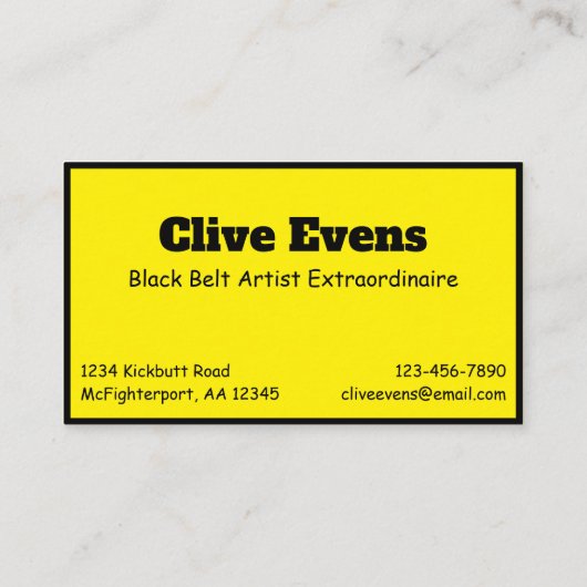 Zwarte gordel met ongeval Funny Joke Visitekaartje (Achterkant)