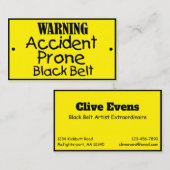 Zwarte gordel met ongeval Funny Joke Visitekaartje (Voorkant / Achterkant)