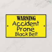 Zwarte gordel met ongeval Funny Joke Visitekaartje (Voorkant)