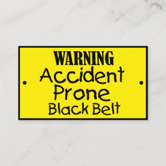Zwarte gordel met ongeval Funny Joke Visitekaartje (Voorkant)