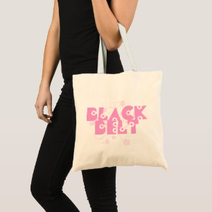 Zwarte gordel met roze drijfveren tote bag
