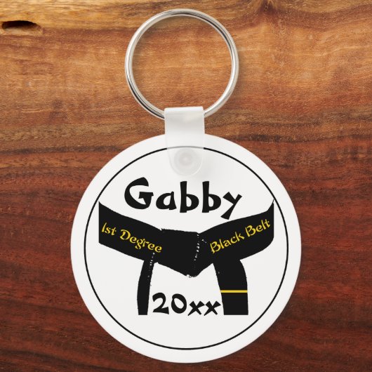 Zwarte gordel met Sleutelhanger voor Martial Arts (Voorkant)