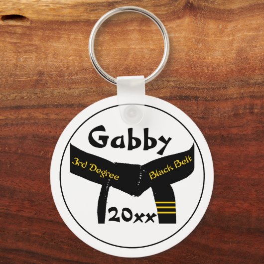 Zwarte gordel met Sleutelhanger voor Martial Arts  (Voorkant)