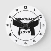 Zwarte gordel rond Martial Arts Ronde Klok (Voorkant)