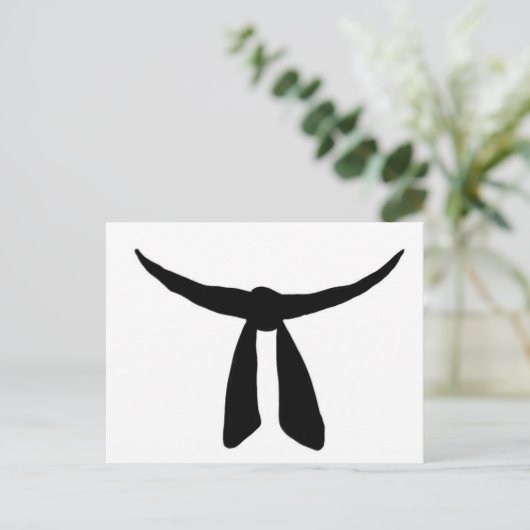 Zwarte gordel uitnodiging briefkaart (Staand voorkant)