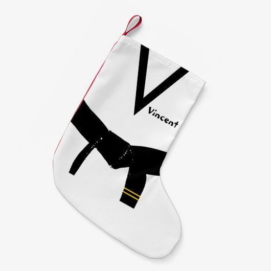 Zwarte gordel voor martial Arts 2e graads Kleine Kerstsok (Voorkant (Hangend))