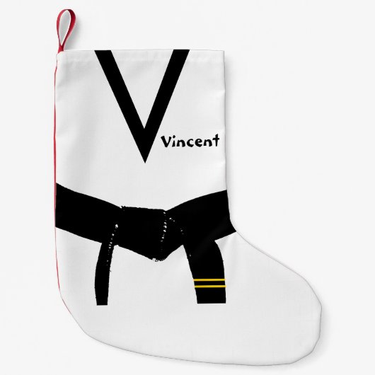 Zwarte gordel voor martial Arts 2e graads Kleine Kerstsok (Voorkant)