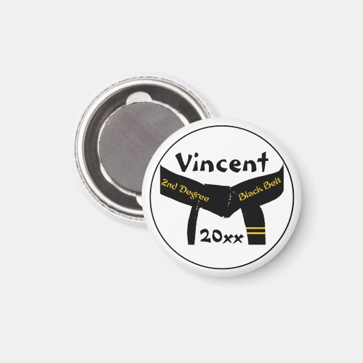 Zwarte gordel voor martial Arts 2e graads Magneet (Voorkant / Achterkant)