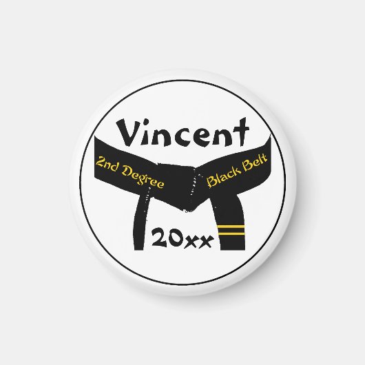 Zwarte gordel voor martial Arts 2e graads Magneet (Voorkant)