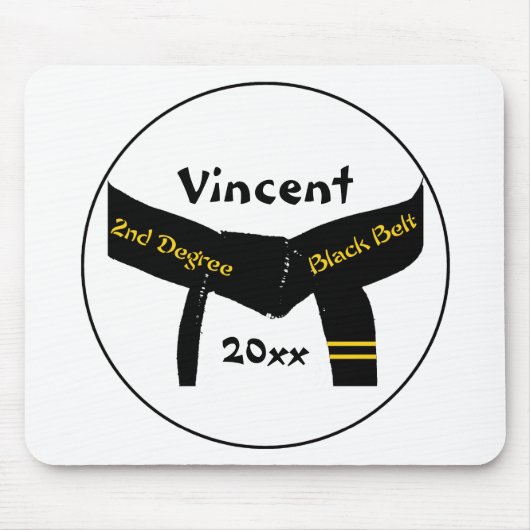 Zwarte gordel voor martial Arts 2e graads Muismat (Voorkant)