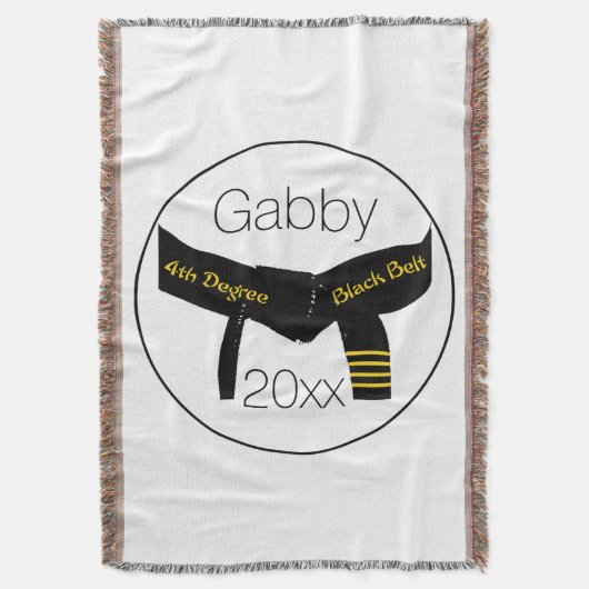 Zwarte gordel voor Martial Arts 4e graads Deken (Voorkant Verticaal)