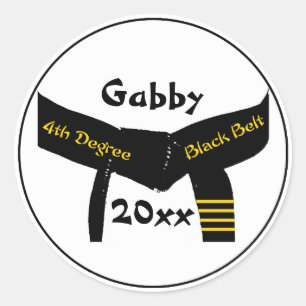 Zwarte gordel voor Martial Arts 4e graads Ronde Sticker