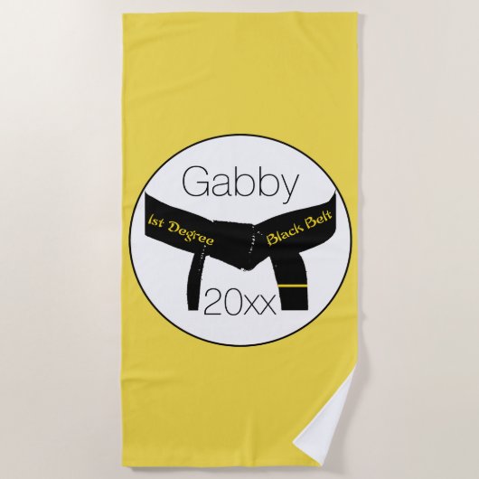 Zwarte gordel voor martial Arts First Degree Strandlaken (Voorkant)