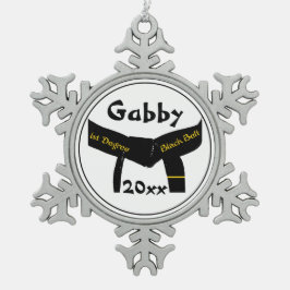 Zwarte gordel voor martial Arts First Degree Tin Sneeuwvlok Ornament