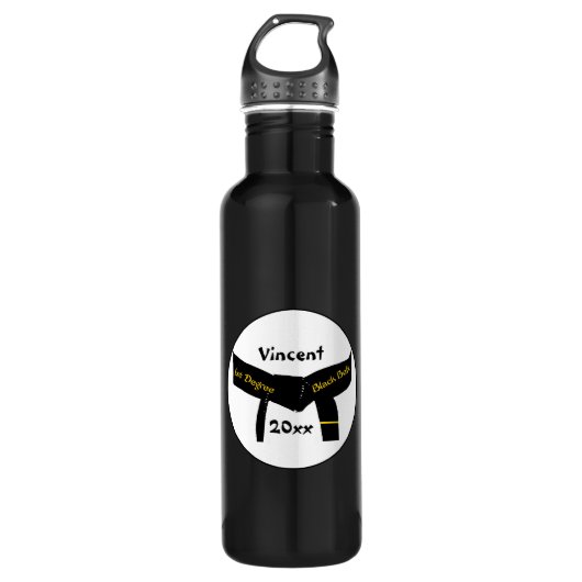 Zwarte gordel voor martial Arts First Degree Waterfles (Voorkant)