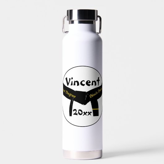 Zwarte gordel voor martial Arts First Degree Waterfles (Voorkant)